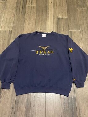 Vintage Texas Longhorns Sweatshirt Crable Sportswear XL Embroidered UT Navy